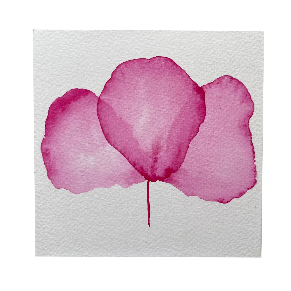 GENERICO - Mini Cuadro Acuarela Original 13x13 cm - Arte Botánico Pintado a Mano Flor 25