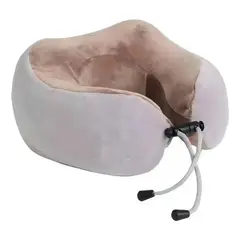 GENERICO - Almohada Cojín Cuello Cervical Viaje Auto Avión Masajeador Color Gris BELUG