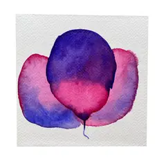 GENERICO - Mini Cuadro Acuarela Original 13x13 cm - Arte Botánico Pintado a Mano Flor 30