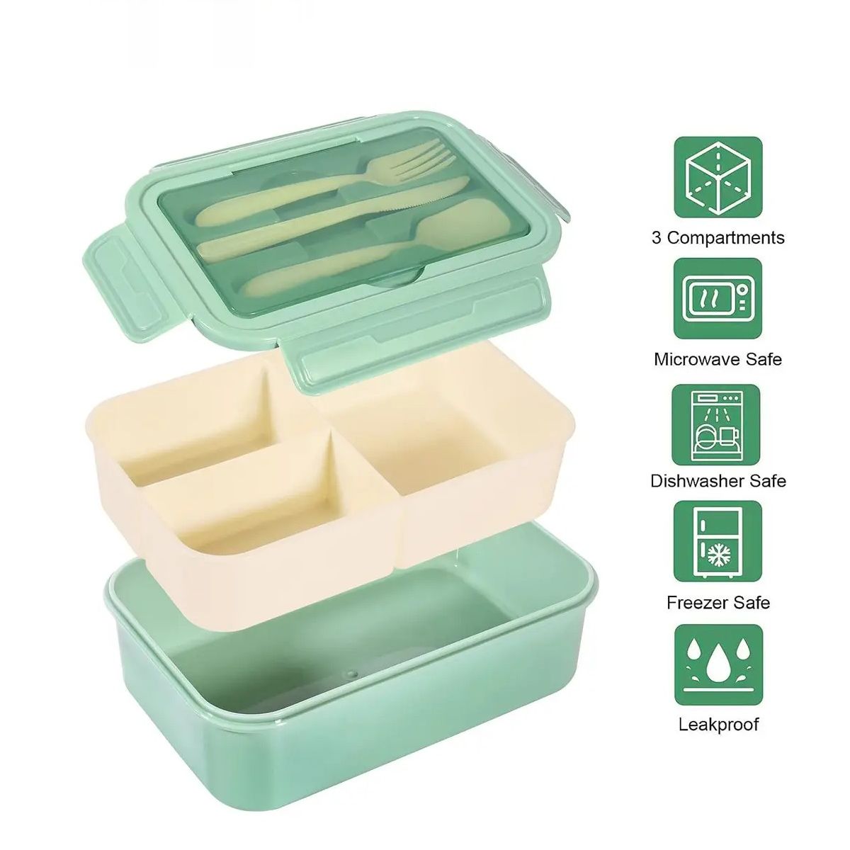 GENERICO - 2pc Contenedor Caja De Almuerzo De Compartimento