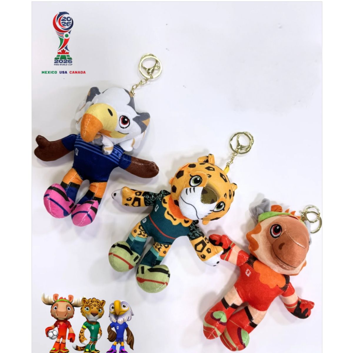 GENERICO - Llavero Peluche Fifa 2026 Mascotas 3 pcs Copa Mundial fifa