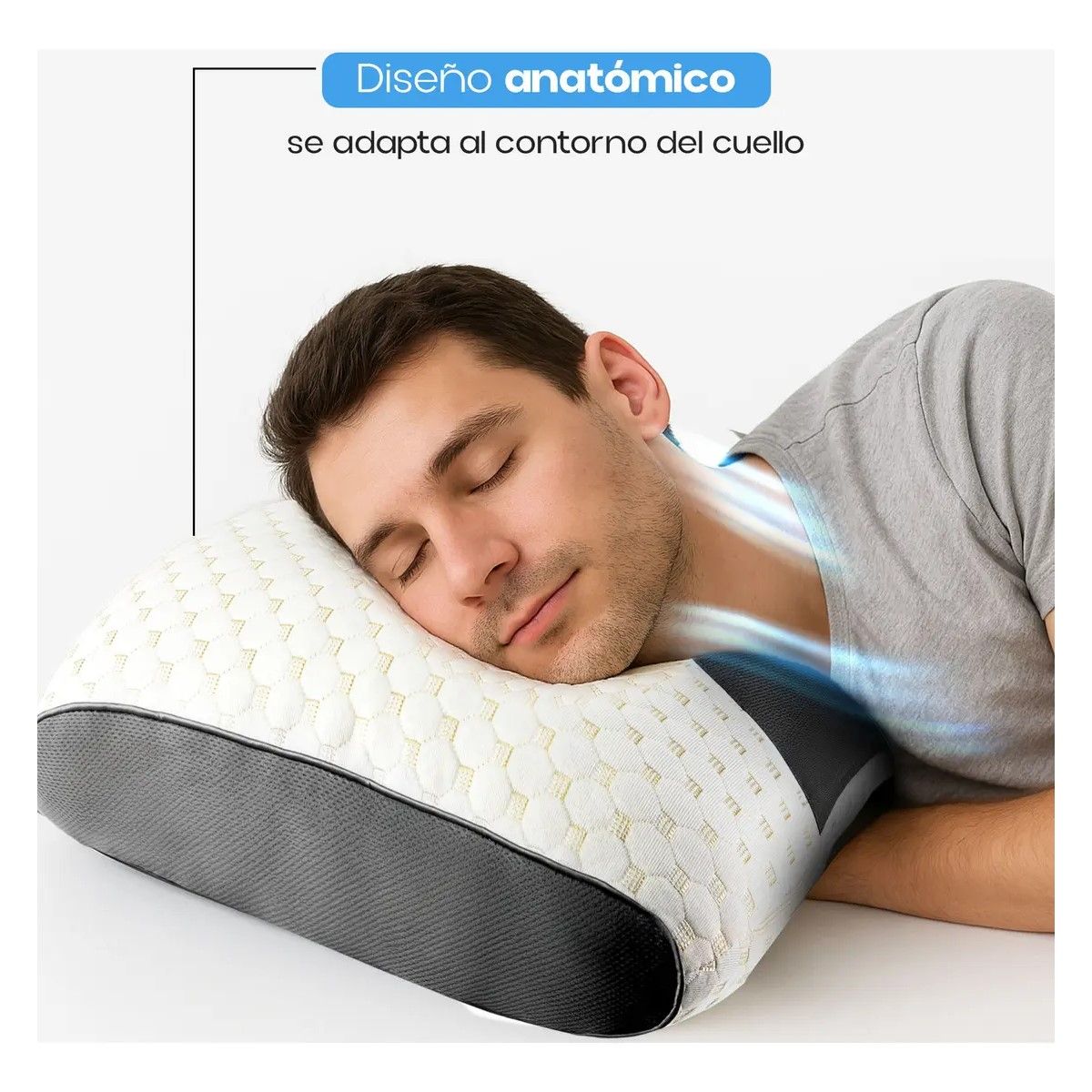 GENERICO - Almohada Cervical Ortopédica Con Soporte Ergonómico Lavable Color Beige BELUG