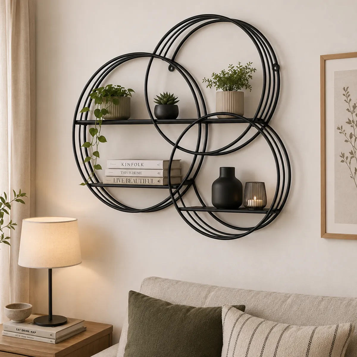 GENERICO - Repisa Decorativa de Muro Diseño Circular Triple Metal
