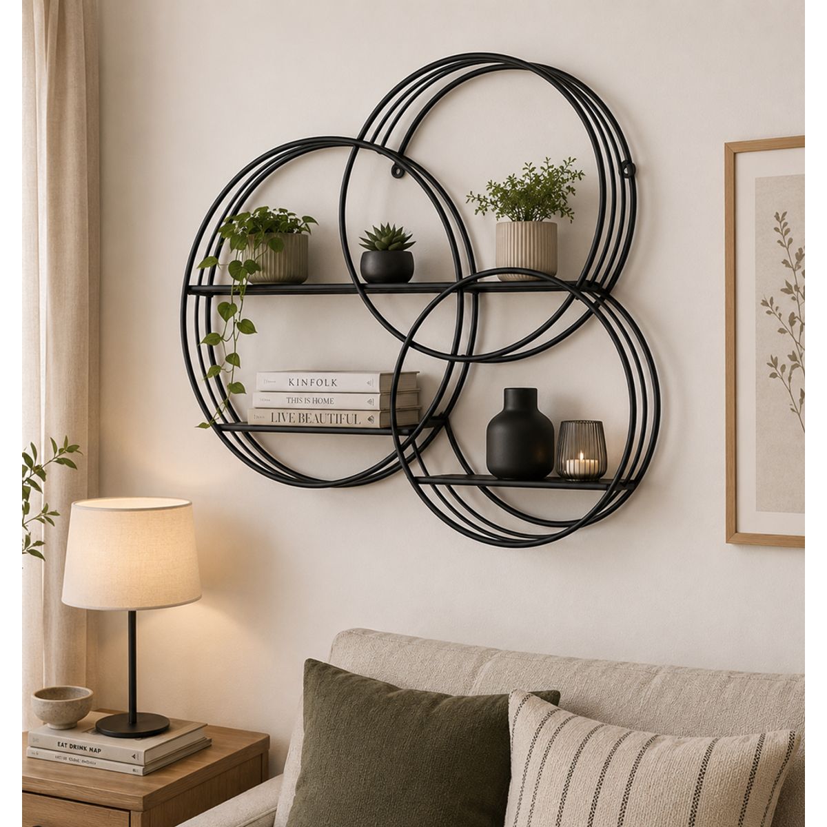 GENERICO - Repisa Decorativa de Muro Diseño Circular Triple Metal