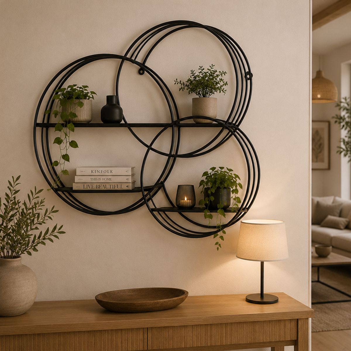 GENERICO - Repisa Decorativa de Muro Diseño Circular Triple Metal