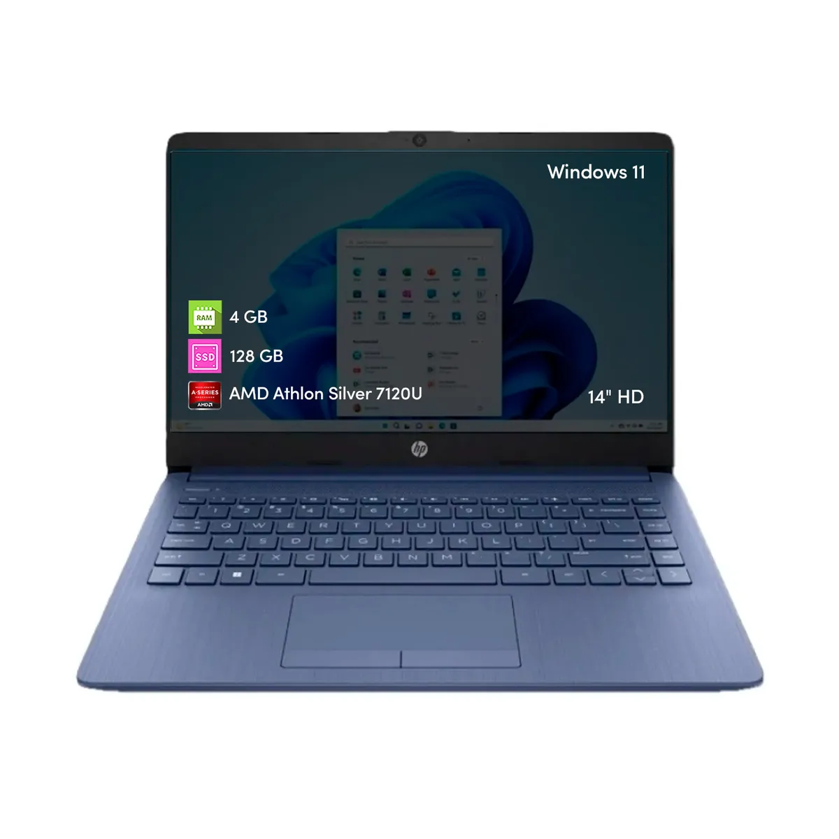 HP - Notebook HP Amd Athlon 4GB 128GB SSD 14 HD Win11 Azu