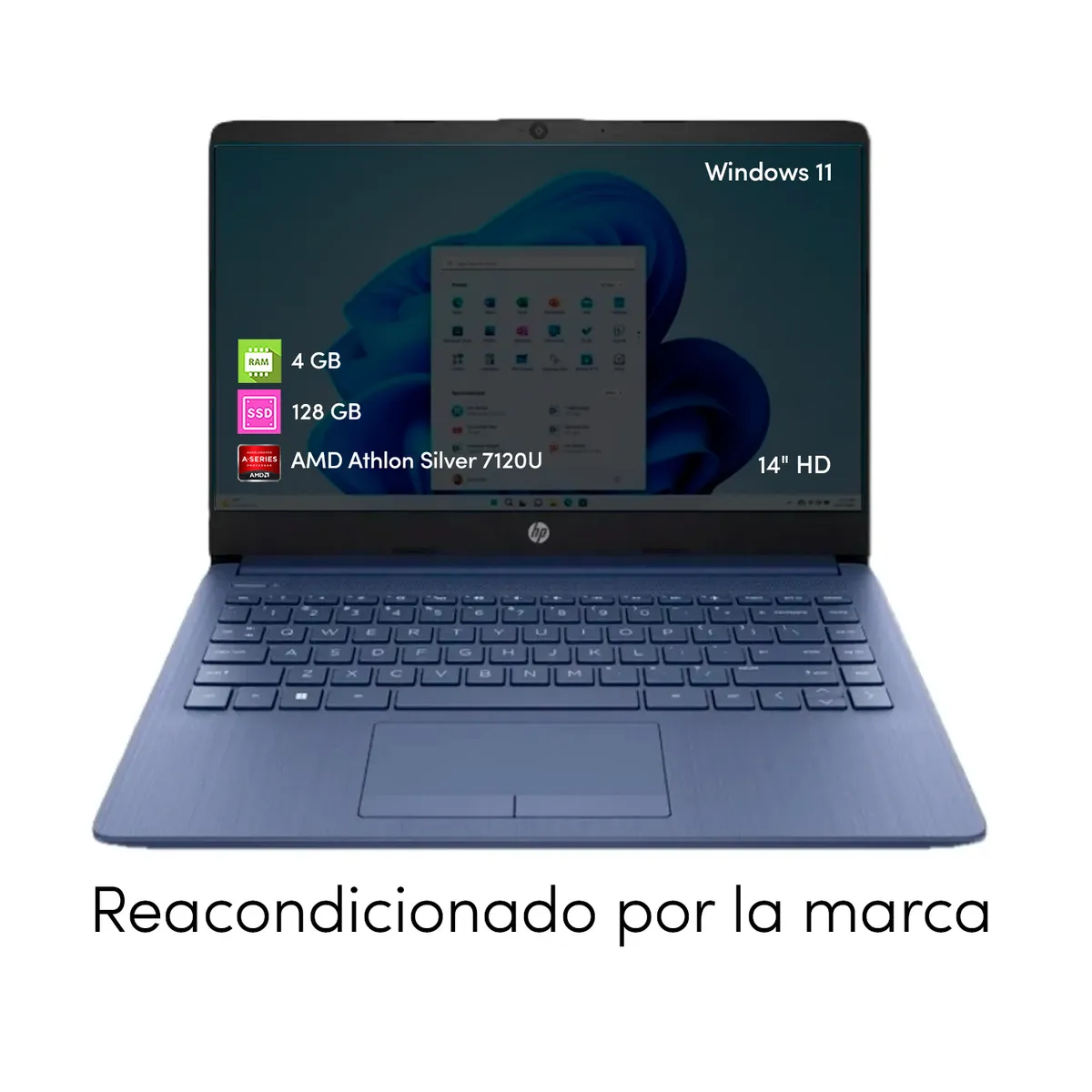 HP - Notebook HP Amd Athlon 4GB 128GB SSD 14 HD Win11 Azu
