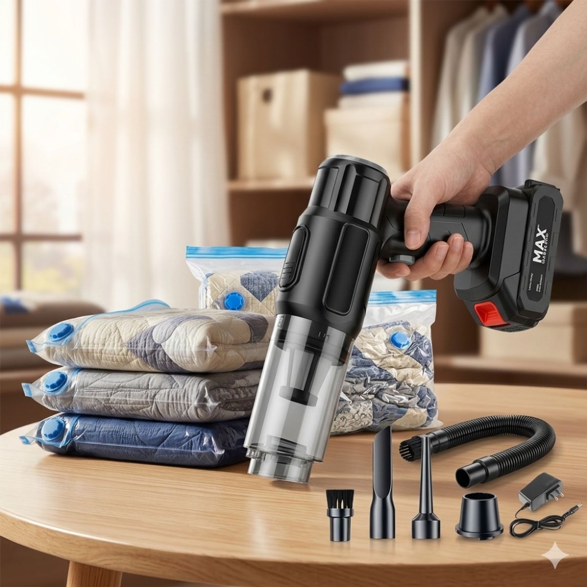 IRM - Bolsas Al Vacio 60x80 Ropa Sabanas Mas Aspiradora Inalambrica Recargable Ahorra Espacio FIGOIMPORT