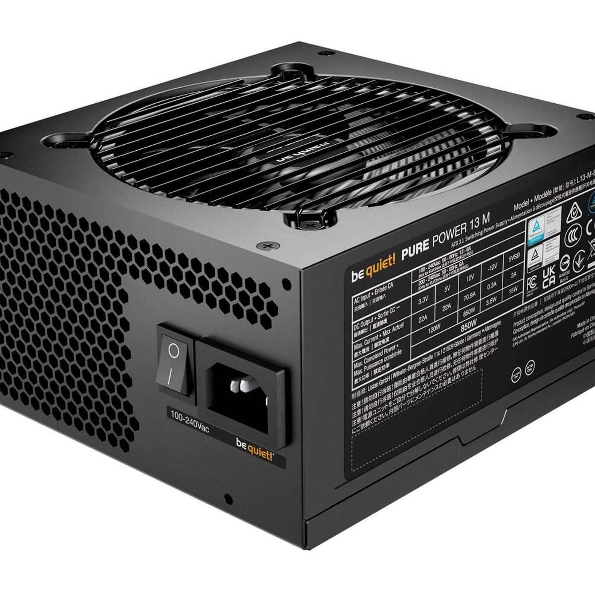 BE QUIET - Fuente de Poder Be Quiet! PURE POWER 13 M 850W, Full Modular, 80 PLUS Gold, ATX 3.1, PCIe 5.1