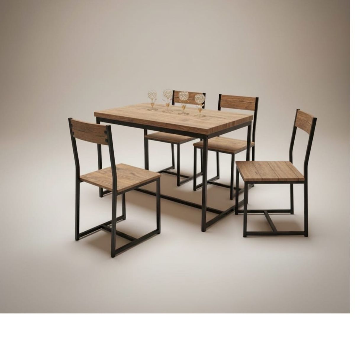 GENERICO - COMEDOR  4 SILLAS DISEÑO INDUSTRIAL COMPACTO