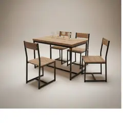 GENERICO - COMEDOR 4 SILLAS DISEÑO INDUSTRIAL COMPACTO