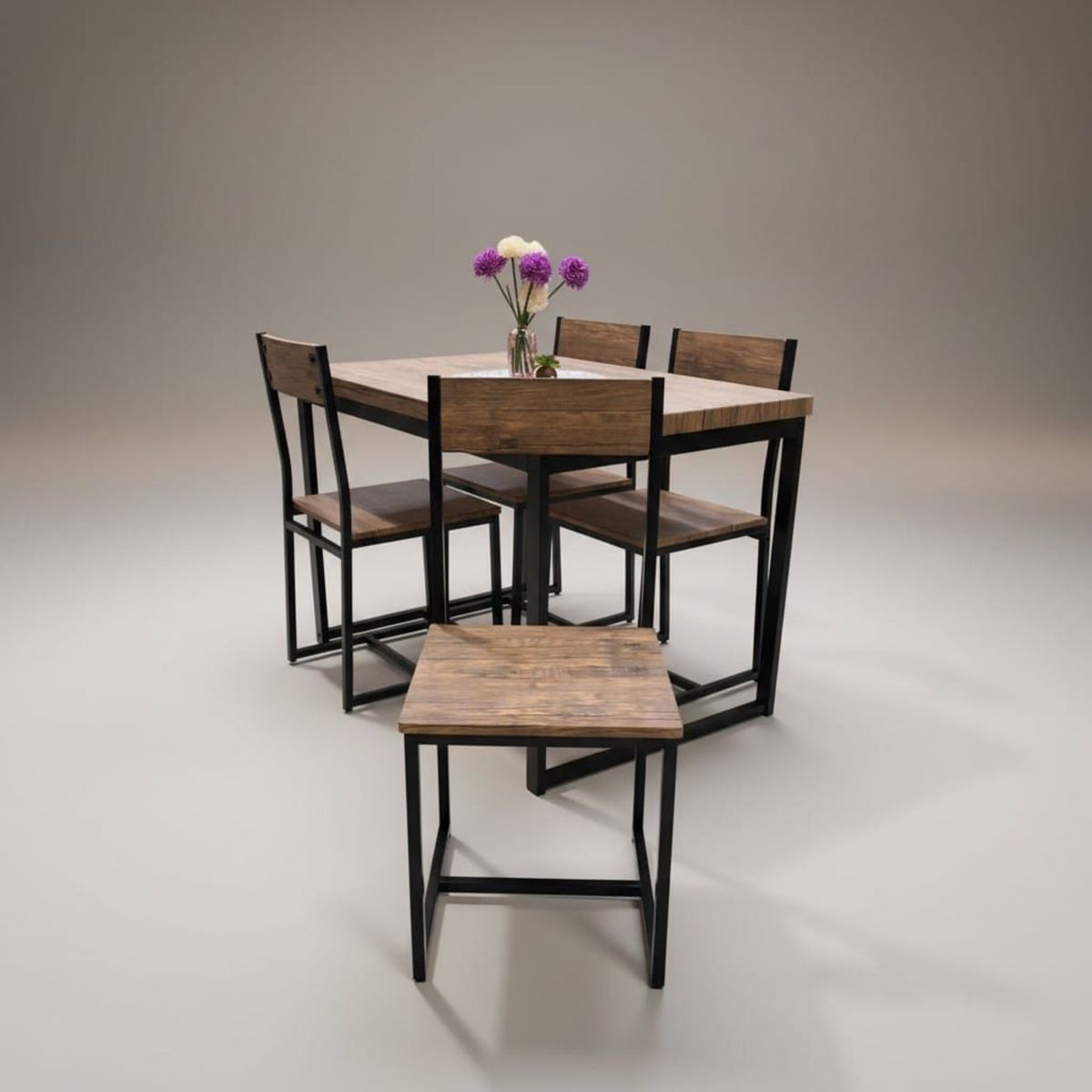 GENERICO - COMEDOR  4 SILLAS DISEÑO INDUSTRIAL COMPACTO
