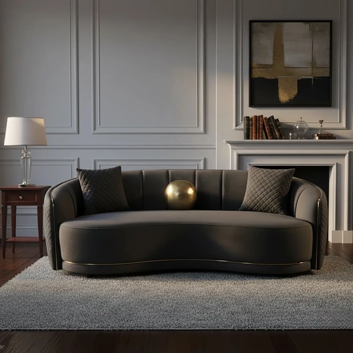 DANIELS - Sofá Moderno Living Elegante Diana 3 Cuerpos Curvo