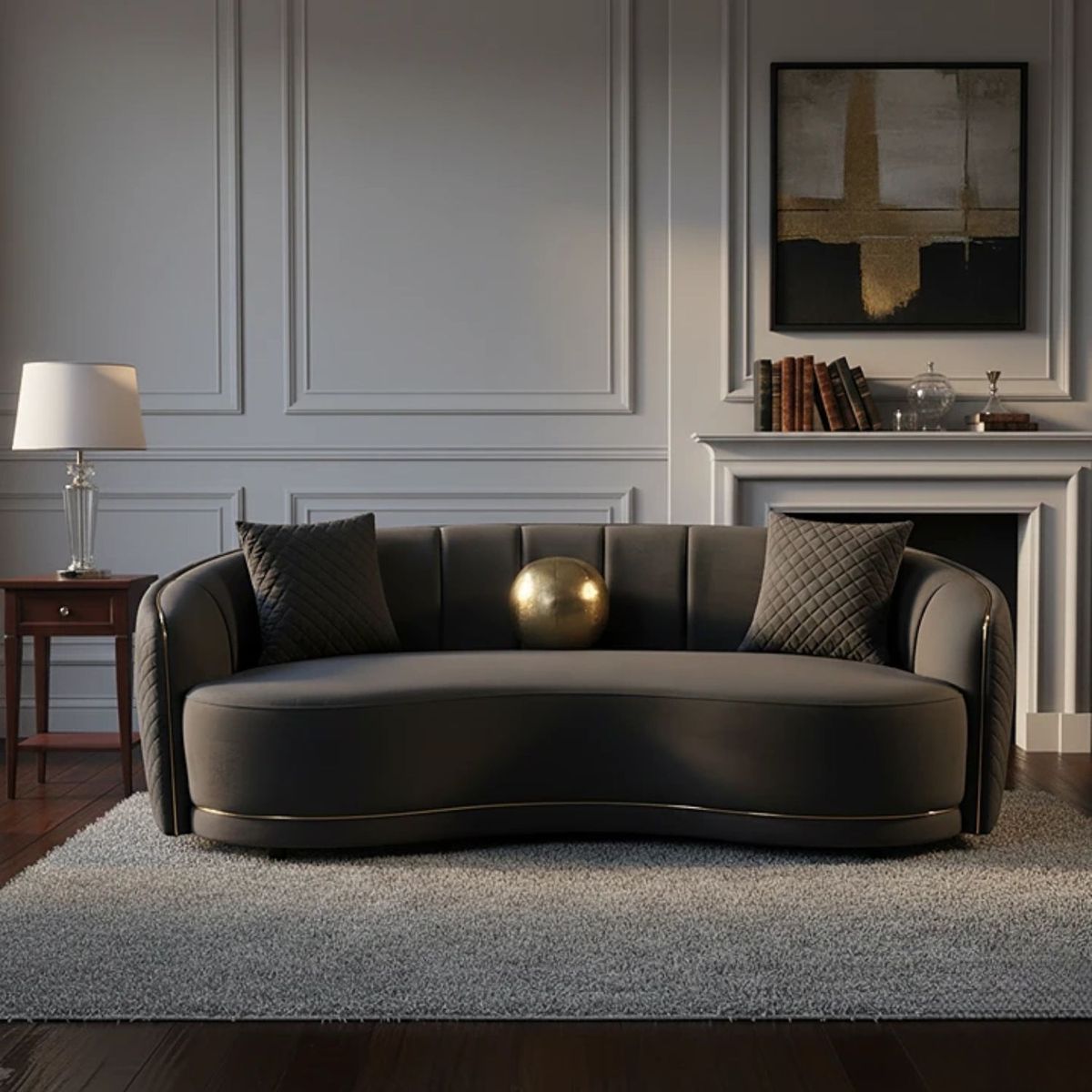 DANIELS - Sofá Moderno Living Elegante Diana 3 Cuerpos Curvo