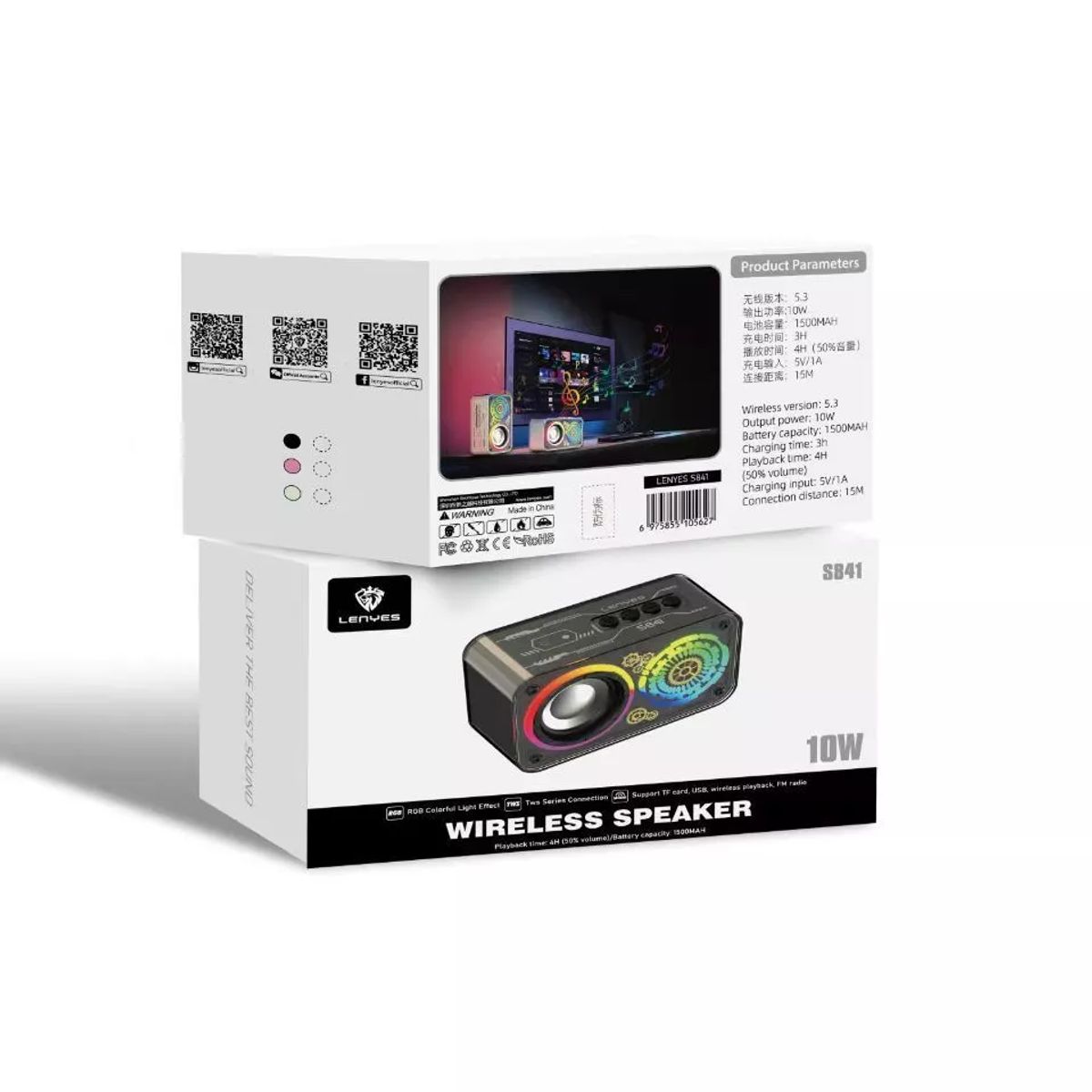 LENYES - PARLANTE BLUETOOTH LENYES S841  POTENTE SONIDO DISEÑO MODERNO Y LUCES RGB ESPECTACULARES