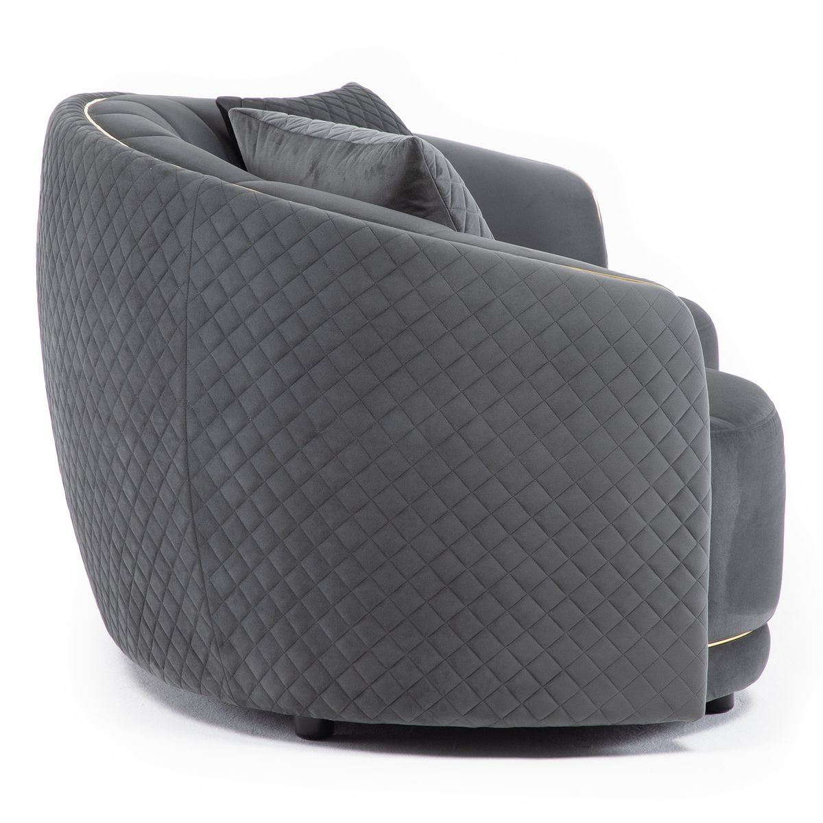 DANIELS - Sofá Living Curvo Gris Elegante Diana 2 Cuerpos