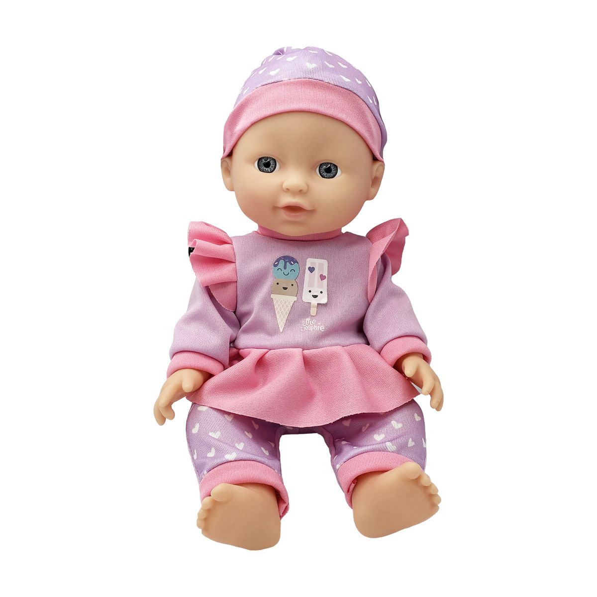 LITTLE DOLPHIE - Muñeca Bebé con Carrito Plegable de Paseo