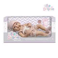 LITTLE DOLPHIE - Muñeca Recién Nacida 40 cm Cuerpo de Vinilo con Chupete