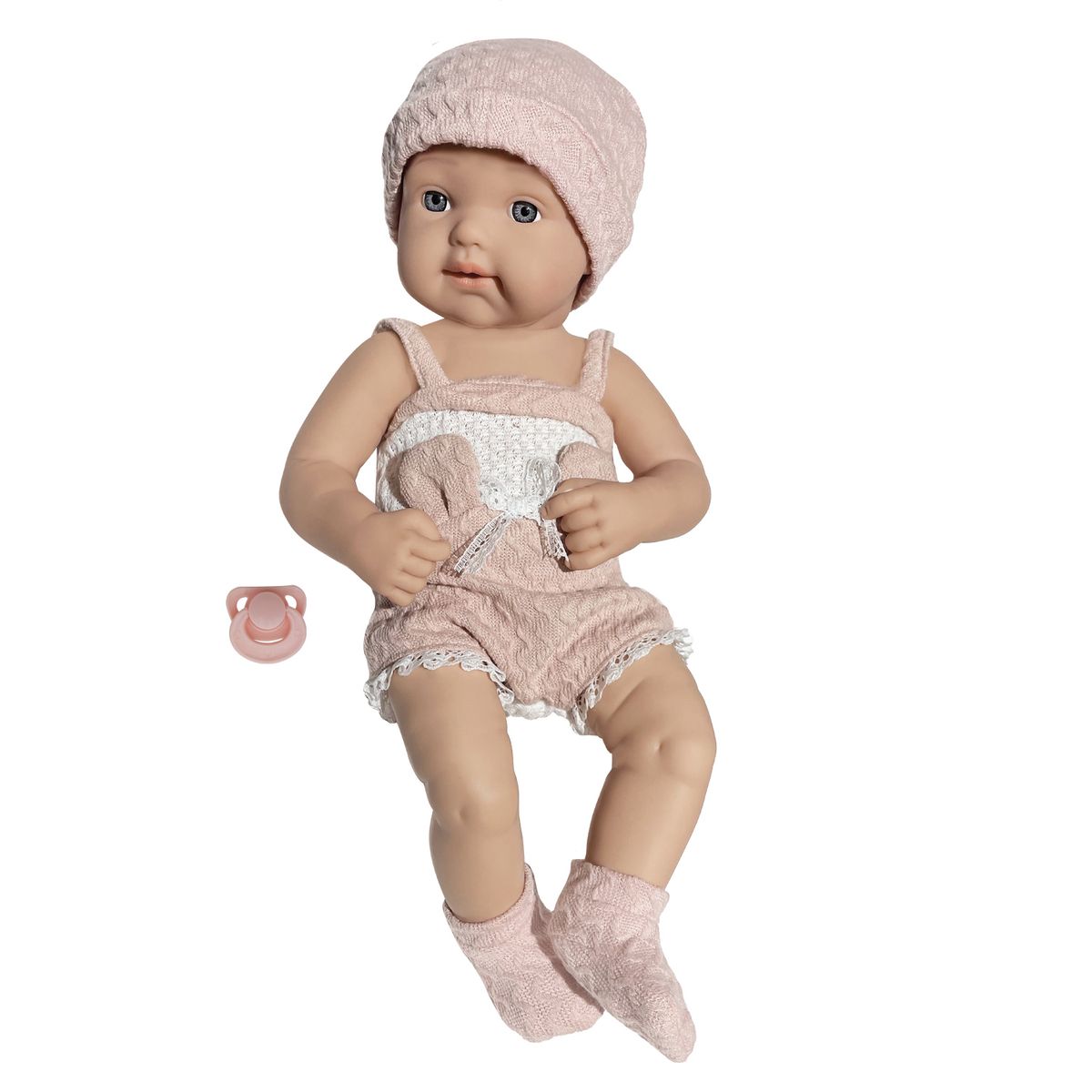 LITTLE DOLPHIE - Muñeca Recién Nacida 40 cm Cuerpo de Vinilo con Chupete