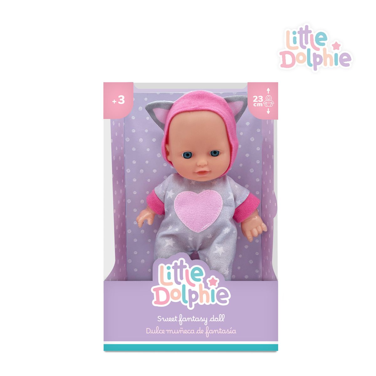 LITTLE DOLPHIE - Muñeca Bebé 23 cm Perfumada con Cuerpo Moldeado