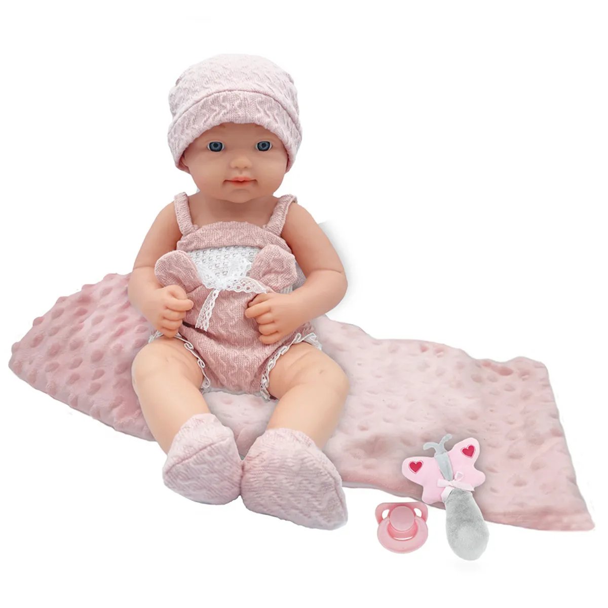 LITTLE DOLPHIE - Muñeca Bebé Recién Nacida con Manta y Accesorios de Descanso