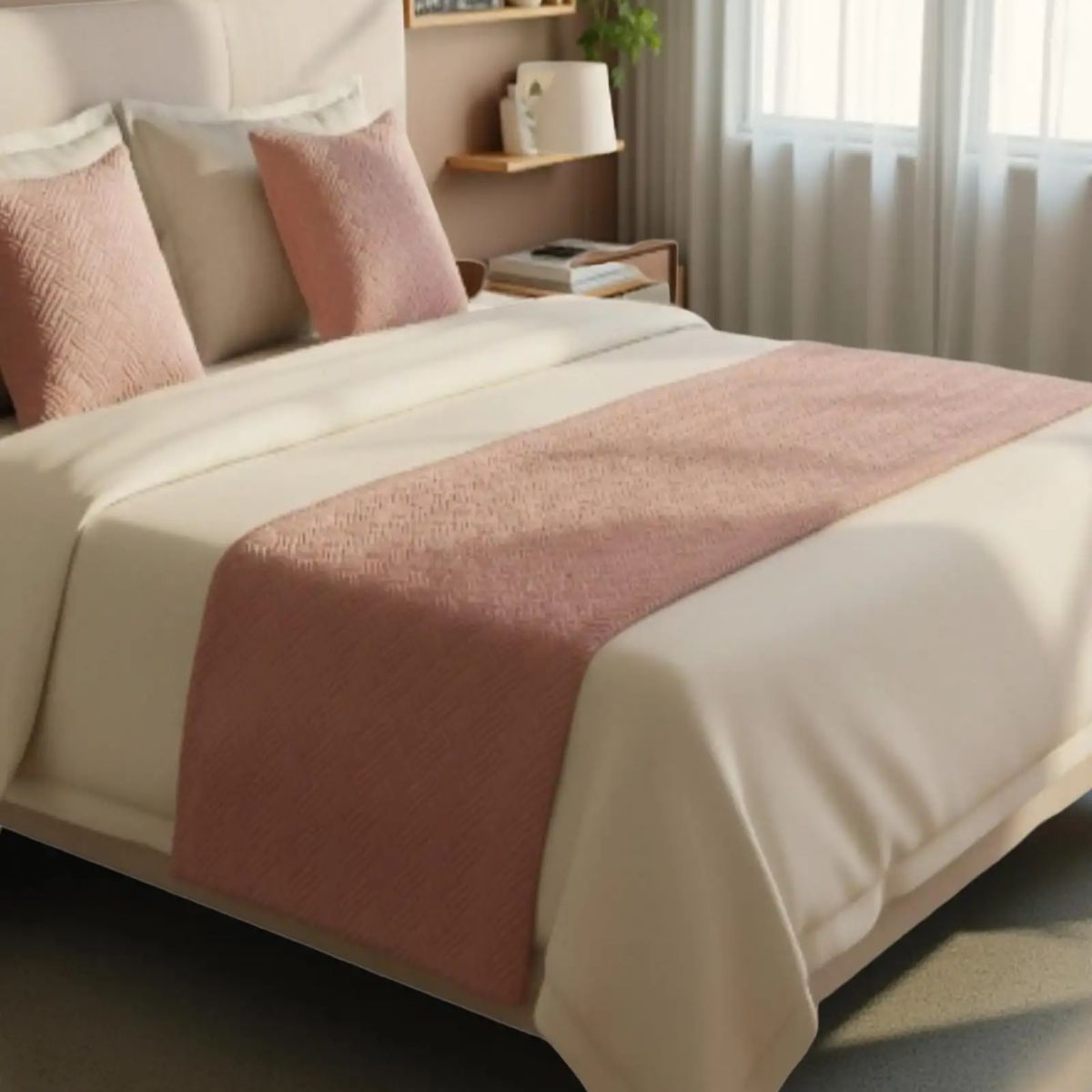 GENERICO - Set Dormitorio Invierno Piecera Peluda Plush + Fundas Cojín