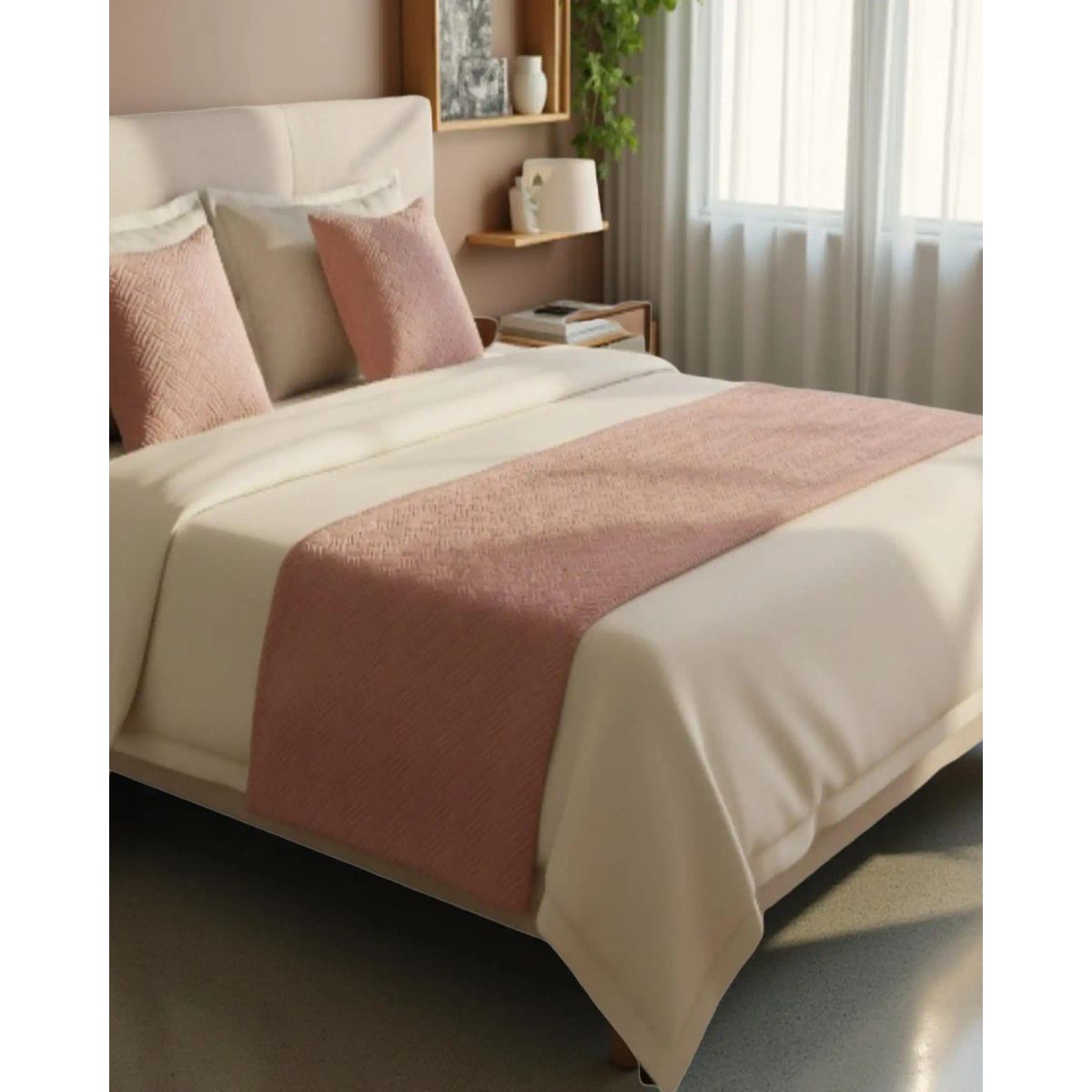 GENERICO - Set Dormitorio Invierno Piecera Peluda Plush + Fundas Cojín