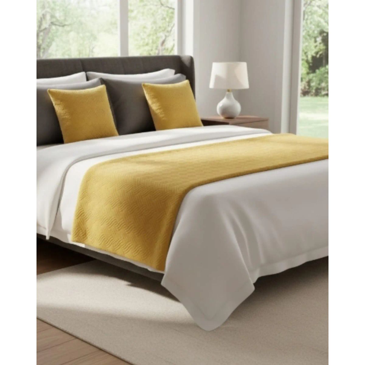 GENERICO - Set Dormitorio Invierno Piecera Peluda Plush + Fundas Cojín