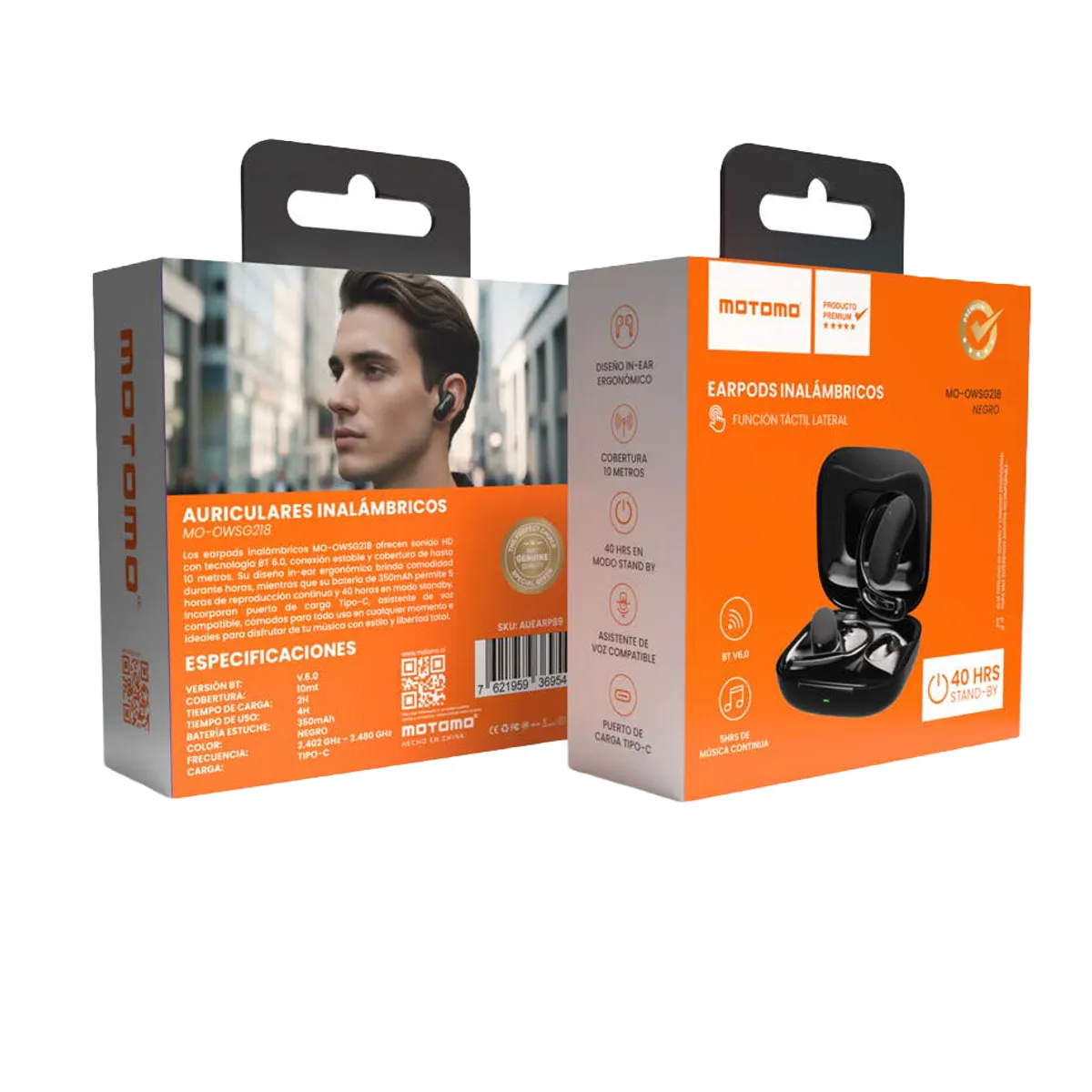 MOTOMO - AUDIFONOS INALAMBRICO TACTIL BT V6.0 5H 40H MOTOMO AUEARP89