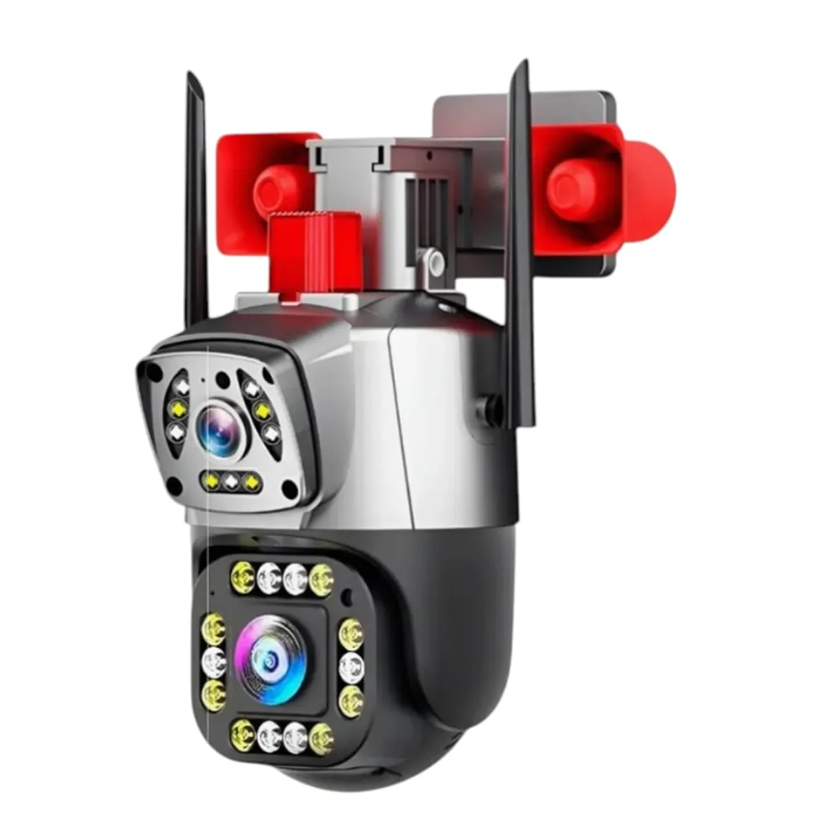 GENERICO - Camara Ip Wifi Ptz Doble Lente 360 Exterior Sirenas Baliza