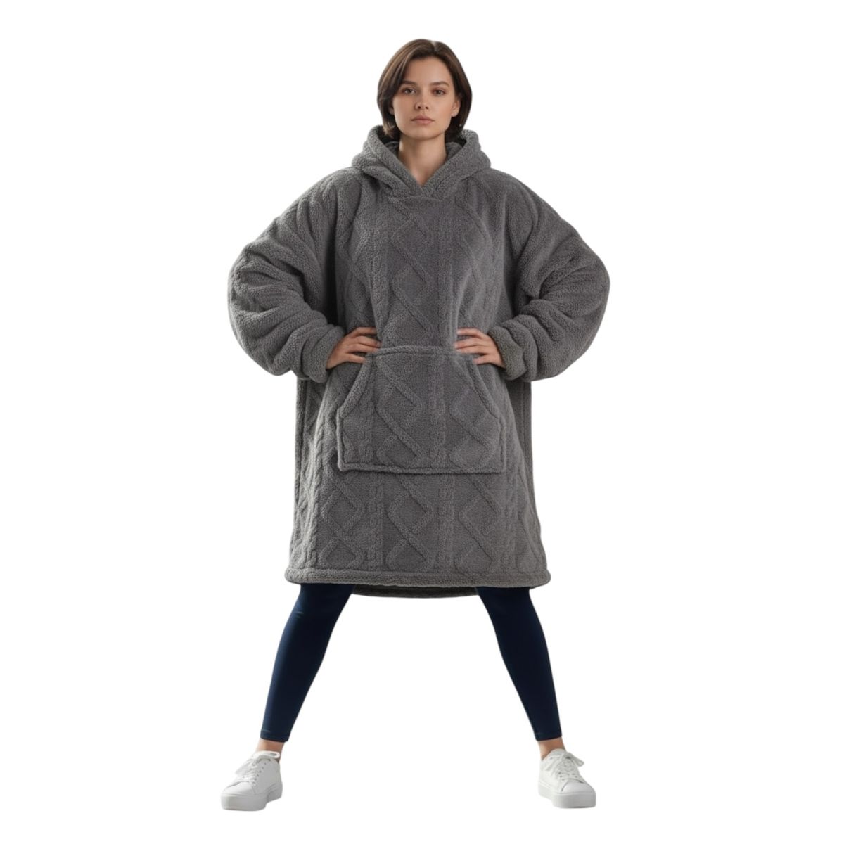 GENERICO - Maxi poleron Hoodie Sherpa chiporro