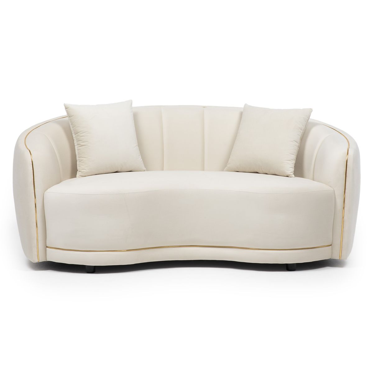 DANIELS - Sofá Living Curvo Beige Elegante Isidora 2 Cuerpos
