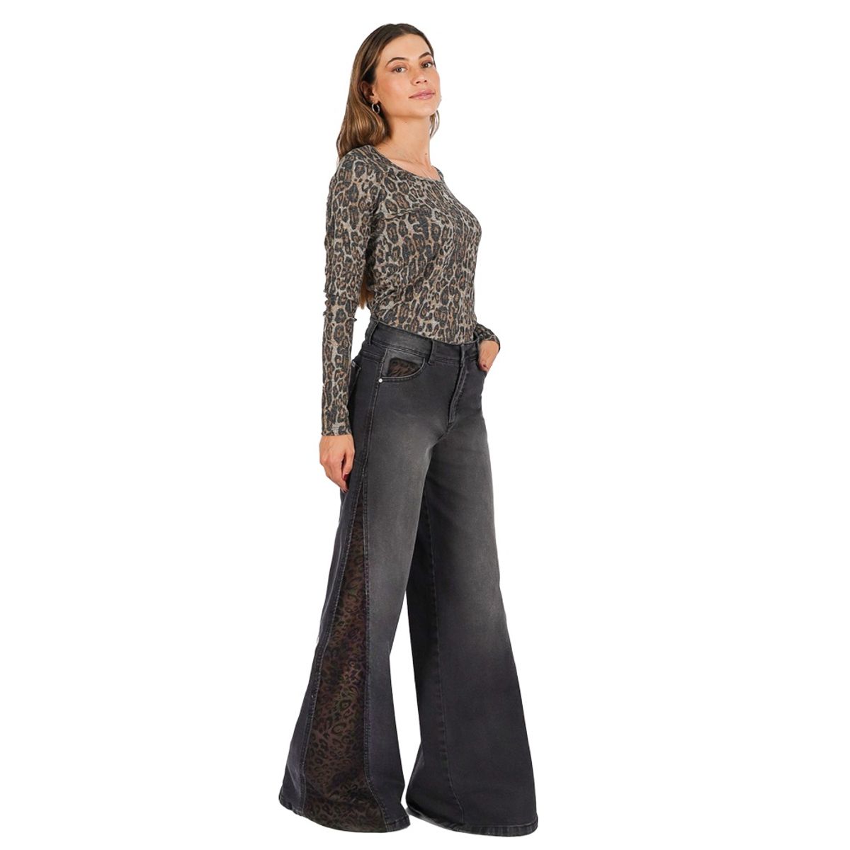 DIVINO JEANS - Jeans Ivet Negro Animal Print Divino Jeans