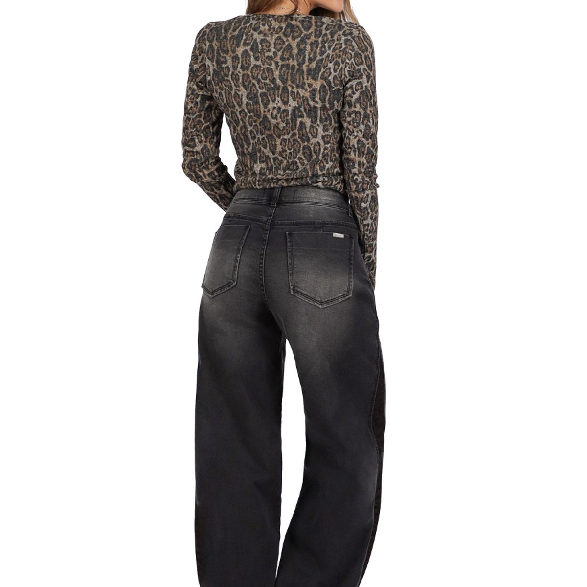 DIVINO JEANS - Jeans Ivet Negro Animal Print Divino Jeans