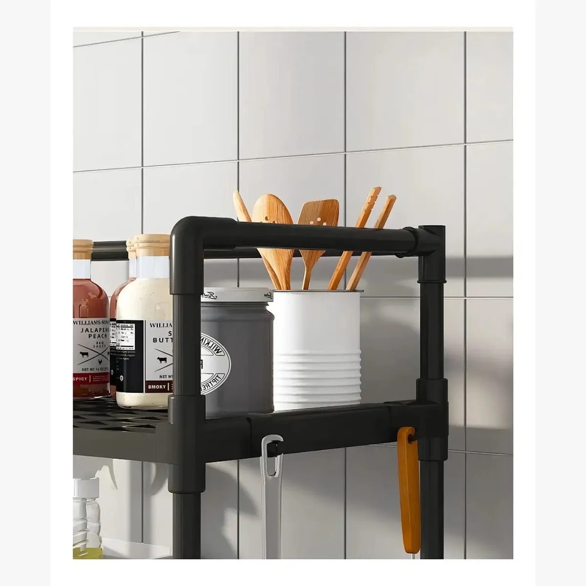 GENERICO - Estante Organizador De Baño Cocina Sala Multifuncional Color Negro 4 Niveles Microondas Resistente
