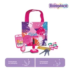 ROLEPLACE - Set de Belleza Infantil con Brochas y Bolso de Maquillaje
