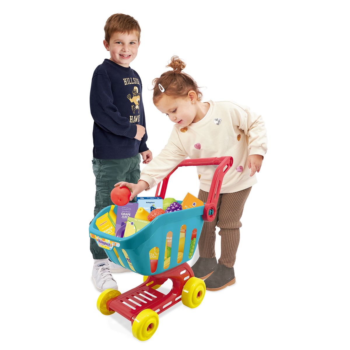 ROLEPLACE - Carrito de Compras Infantil con Accesorios de Supermercado