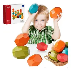 EVERSO - Juguetes Apilables Malltradecl Piedras Colores Montessori Niños 12 Piezas