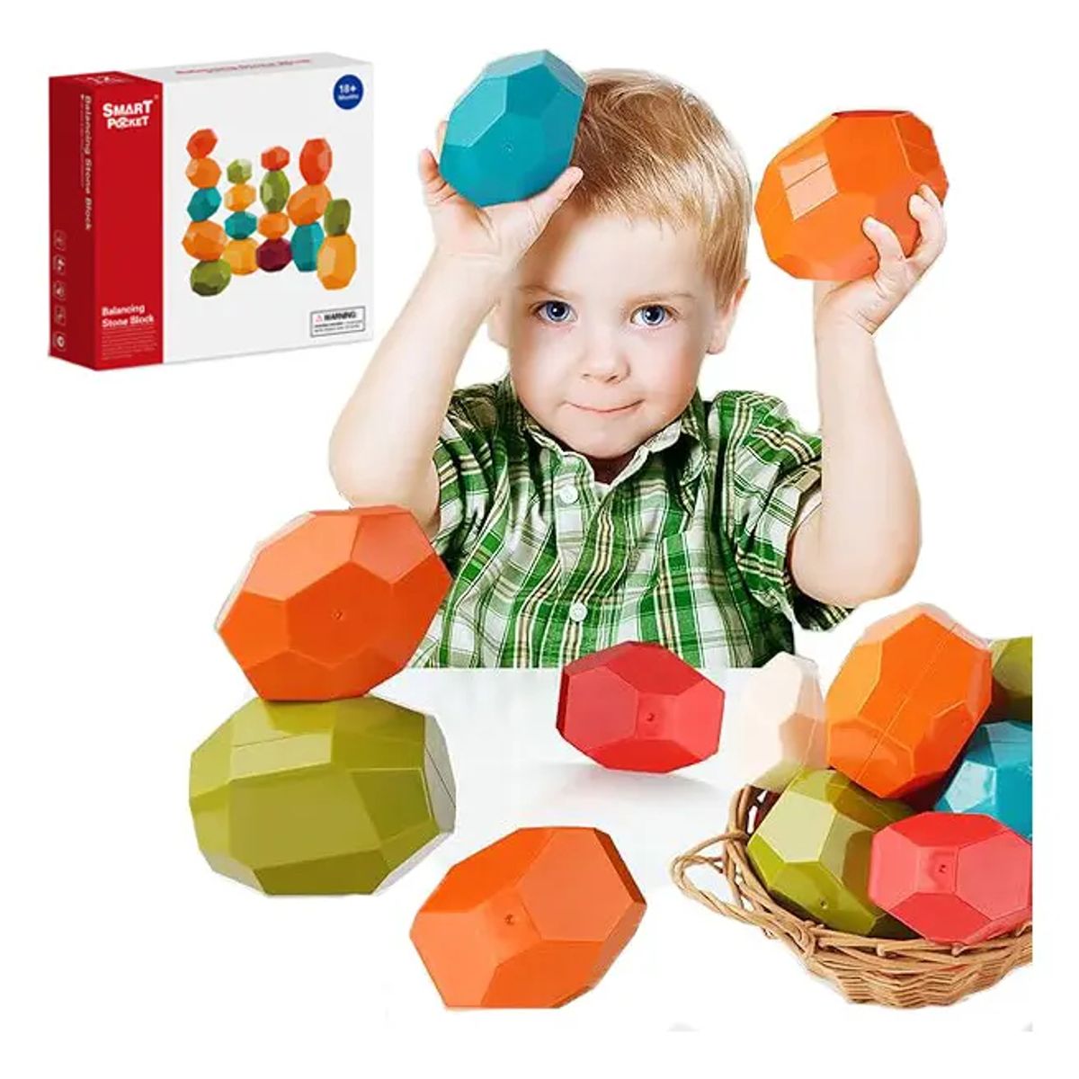 EVERSO - Juguetes Apilables Malltradecl Piedras Colores Montessori Niños 12 Piezas
