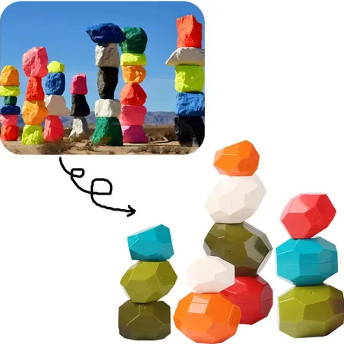 EVERSO - Juguetes Apilables Malltradecl Piedras Colores Montessori Niños 12 Piezas