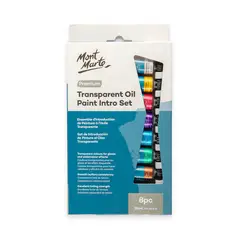MONT MARTE - Set Inicial Pinturas al Óleo Transparentes 8 Colores x 18ml