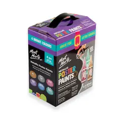 MONT MARTE - Set 6 Témperas Metálicas 60ml para Niños con Aplicador