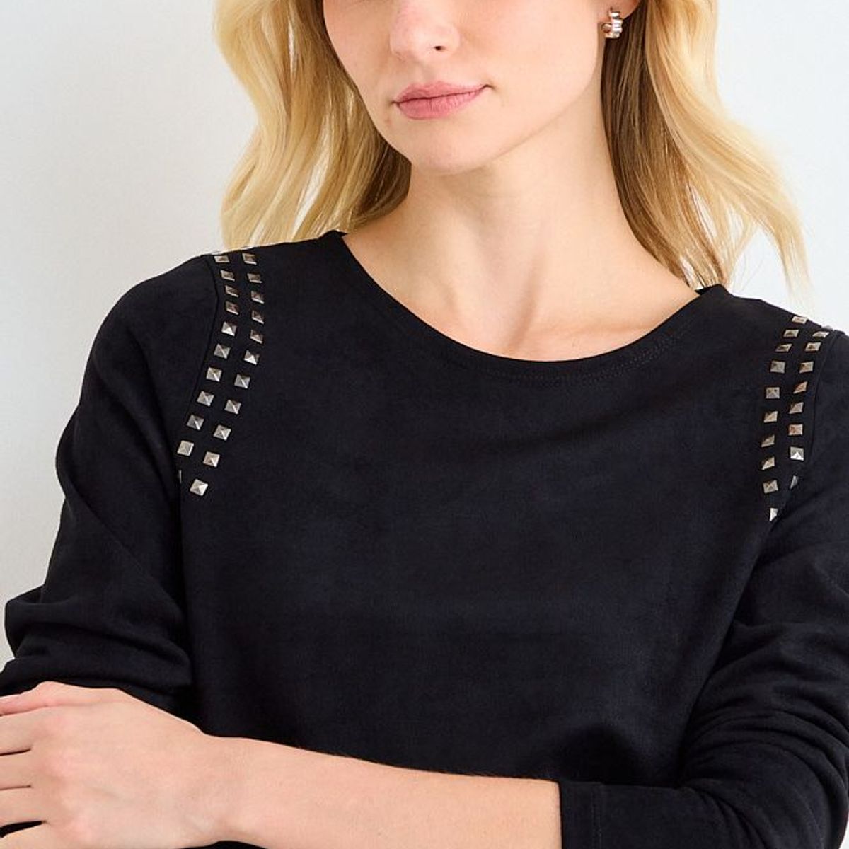 ASH - Polera Suede Manga Larga Mujer Negro Ash