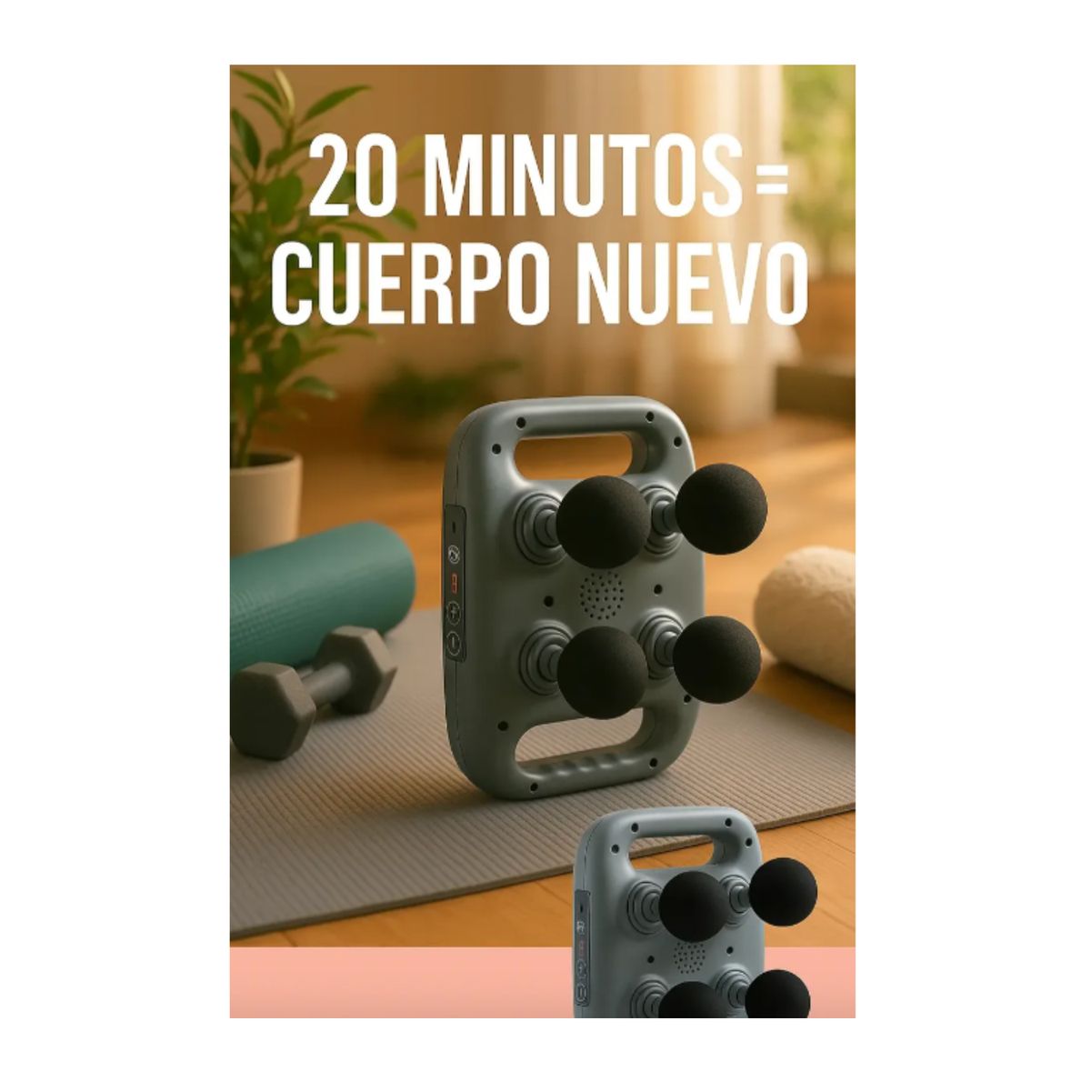 GENERICO - Masajeador Cervical y Corporal Recargable con 4 Cabezales de Percusión Color Gris
