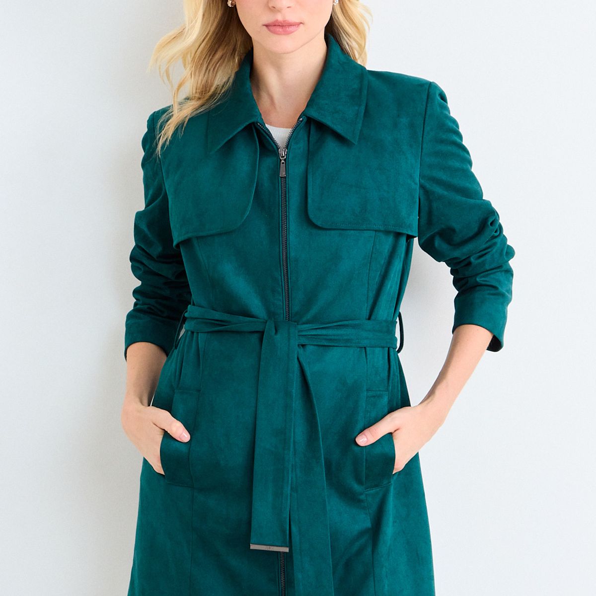 ASH - Trench Liso Mujer Verde Petróleo Ash
