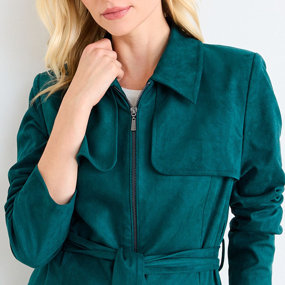 ASH - Trench Liso Mujer Verde Petróleo Ash