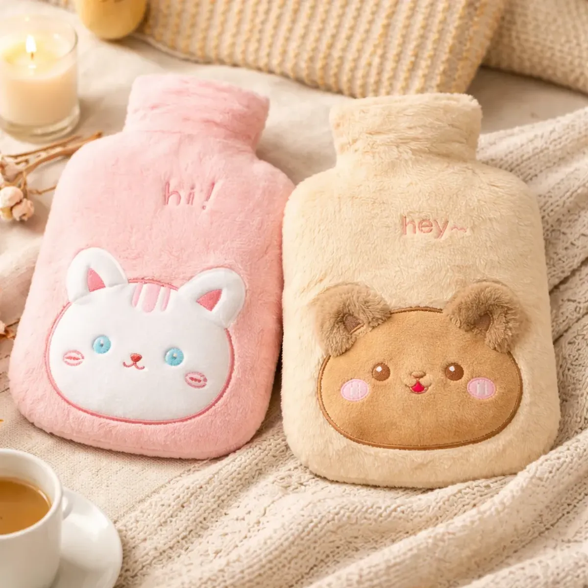 GENERICO - Guatero De Agua Caliente Con Funda De Peluche Animals Kawaii