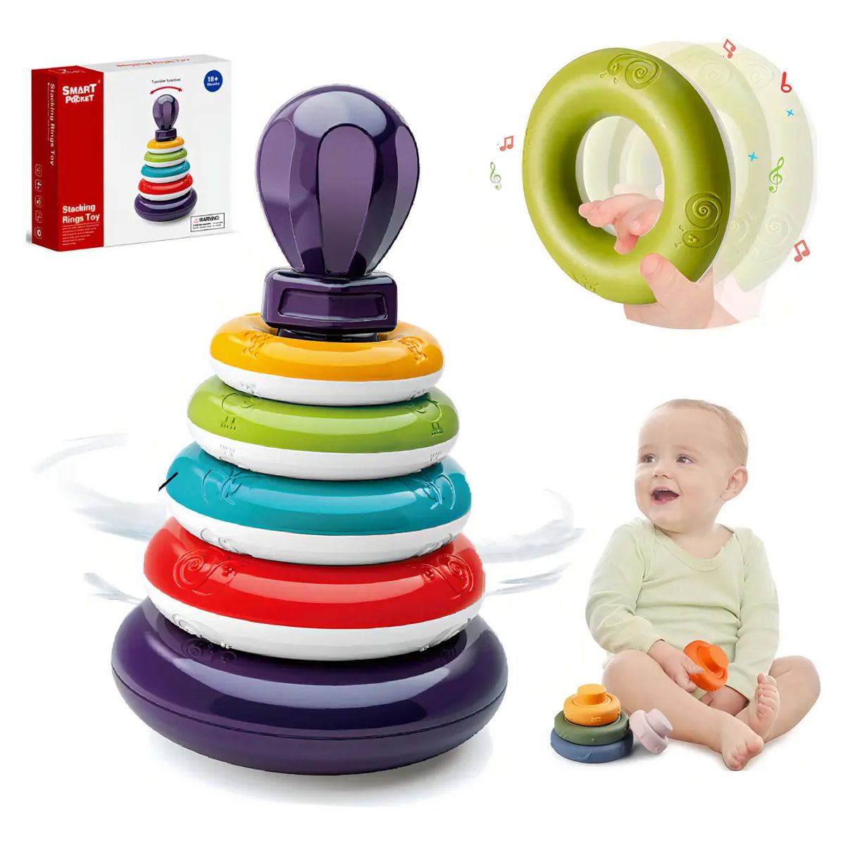 EVERSO - Apilador de Anillos Multicolor Malltradecl para Bebés Sensorial y Coordinación
