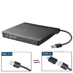 GENERICO - Reproductor Grabador Externo DVD/CD USB 3.0 con adaptador USB-C