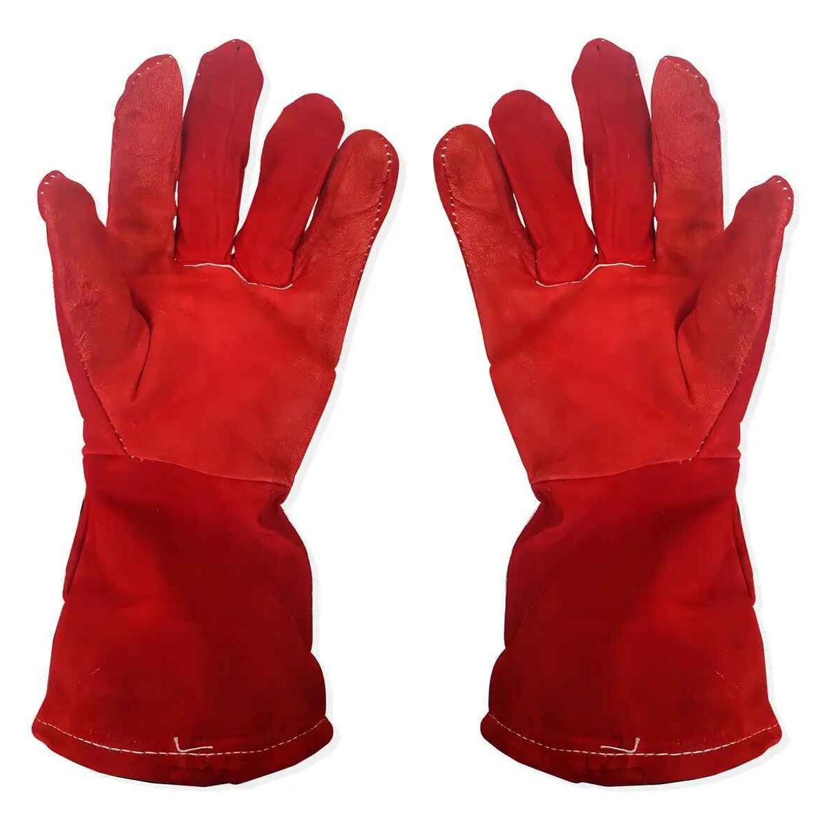 GENERICO - Par De Guantes Para Soldar Descarne Rojo Estandar Universal